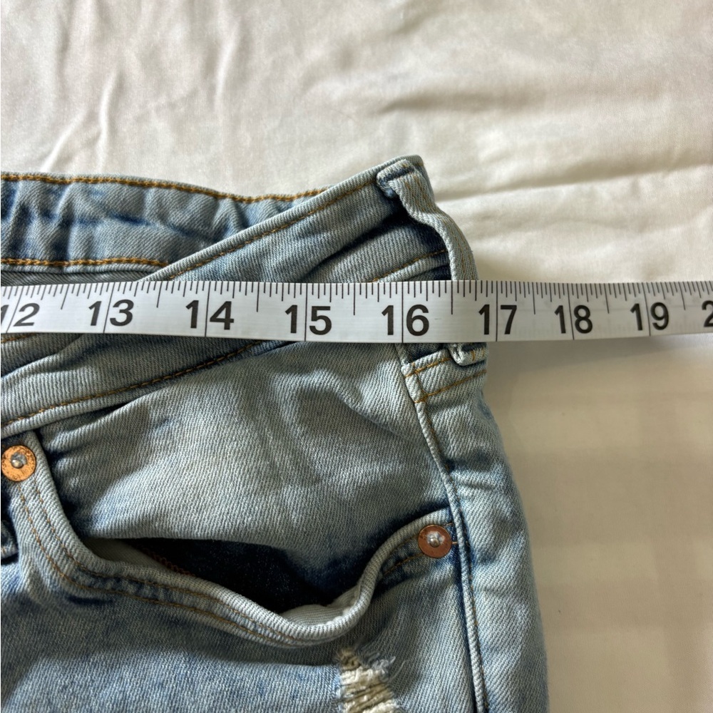 &Denim Skinny Low Waist Jeans Mens 34x32 Distressed Light Wash - Picture 5 of 13